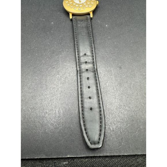 Guess Vintage Unisex Gold Tone Watch Circular Cutout Design Leather Strap 34mm main image 10